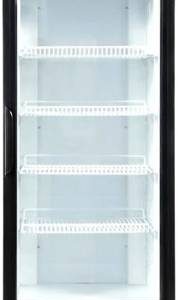 Haiwoo HWCH-520W Showcase Chiller, Single Tempered Glass Door, 423L Cooling Capacity, Refrigerant R134a, Self-Evaporate Water Disposal Pan, No-Frost Technology, Black | B0C99NTZP8