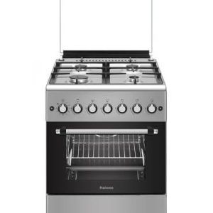 Haiwoo HCR6060HIX Cooking Range, 4x Gas Euro Pool Type Burners, 4mm Flat and Matt Finishing Burner Caps, Ceramic Ribbed Cavity, Rotisserie Feature, Knob Control, Inox Finish | B0CM24ZTYS