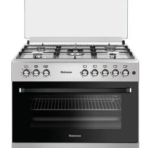 Haiwoo HCR 9060-HIX Cooking Range, 5 Gas Burners, Knob Ignition, Inox Sides, AC220-240V, 280°C, Grey | B0C6HXZGQN