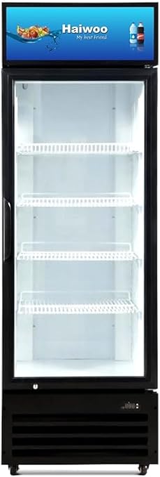 Haiwoo Showcase Chiller Single Glass Door 500L, Cooling GrossCapacity 400L, Net Capacity 380L Model Hwch-500ECH - 1 Years Full & 5 Years Compressor Warranty 62x60x195Cm Body Color Black, Inside White