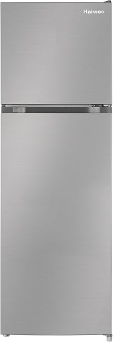 Haiwoo HRT-355TID 355Liters Double Door Top Mount Refrigerator, Multi Air Flow,No Frost Fridge & Freezer with and, Interior LED Light & HRT355FCS Titanium Silver