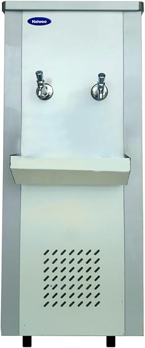 Haiwoo Water Cooler HW-32T2WCSS Water Cooler 2 Tap 25 Gallons With Full Stainless Steel Body For Chilled Built-In Cooling Function Color Silver Model - HW-30T2WC 1 Year & 5 Compressor Warranty.