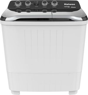 Haiwoo HWM-1050X 10kg Semi-Automatic Top Load Twin Tub Washing Machine with Quick Wash & Auto Balance Control, Silent Operation, Powerful Pulsator, Rust-Proof Body Spin Easily With One Twist HWM-1050X