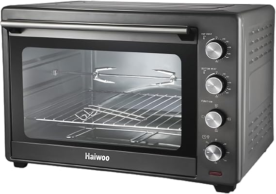 Haiwoo 120Lters Electric Oven Dual Thermostat Top & Bottom Heat With Independent Control, Rotisserie-Grill, Convection-Oven, Thermostat, Timer, Full Gray Body Colour HWEO-120RML