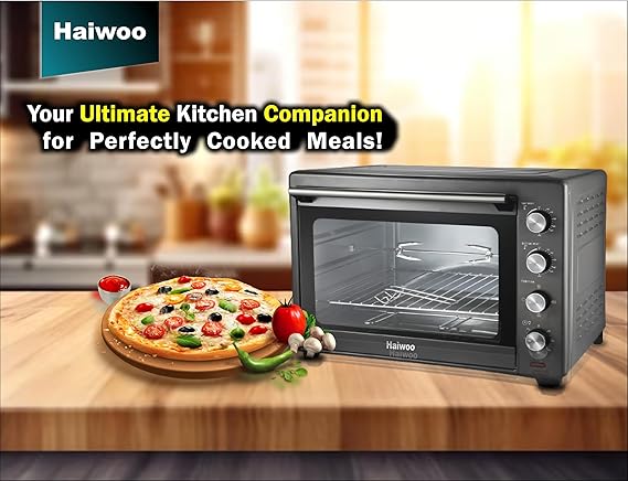 Haiwoo 120Lters Electric Oven Dual Thermostat Top & Bottom Heat With Independent Control, Rotisserie-Grill, Convection-Oven, Thermostat, Timer, Full Gray Body Colour HWEO-120RML - Image 4